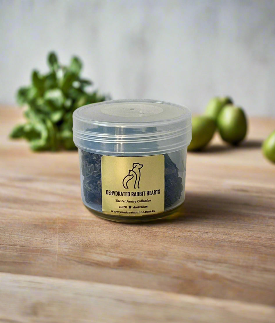 Dehydrated Rabbit Hearts - The Pet Pantry Collection - Yum Dog Treats Online