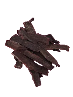 Emu Jerky with a white background - Yum Dog Treats
